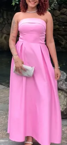Vestido longo rosa