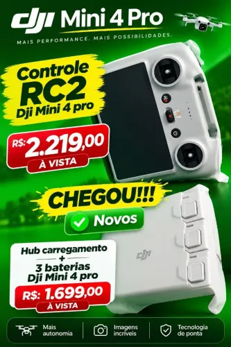 Controle RC2 DJI MINI 4 PRO/ BATERIAS + HUB CARREGAMENTO ( NOVOS)