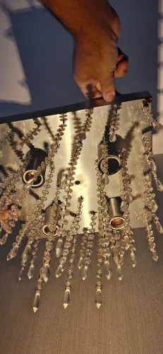 Lustre Plafon de Gotas de Cristal Pendente 4 bocas 30x30cm