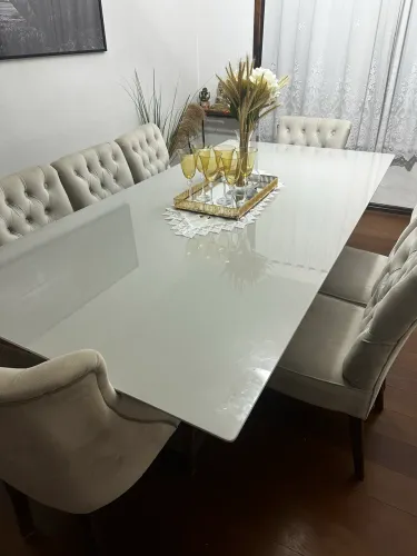 MESA LACA BRANCA 8 LUGARES