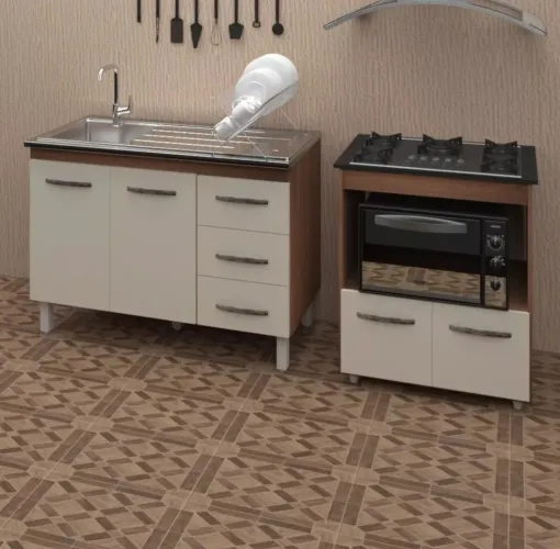 Kit Balcão para Pia 1,20m sem tampo + 1 Balcão para Cooktop 4 ou 5 Bocas Novos 