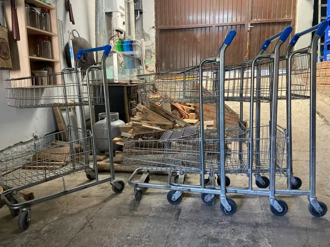 Carrinho De Supermercado, 120lts Dupla Cesta