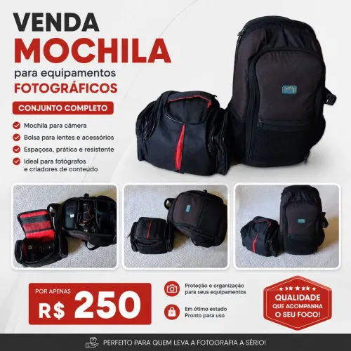<br><br>FOTOGRÁFICOS<br><br>MOCHILA<br><br>para equipamentos<br><br>FOTOGRÁFICOS