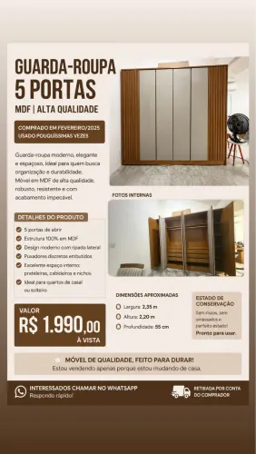 Guarda-Roupa 100% MDF - Excelente Estado