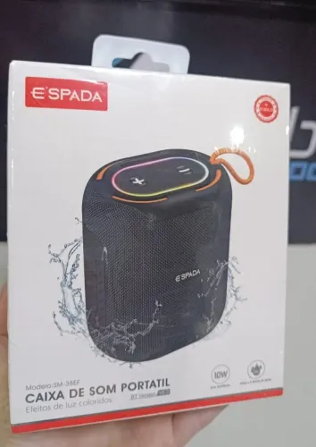 Caixa De Som Bluetooth Portátil Espada Sm-38ef Potente 10w Led Loja Coimbra Entregamos