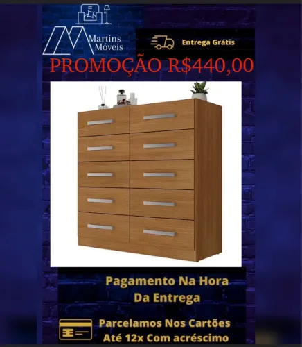 GRANDE PROMOÇÃO* CÔMODA 10 GAVETAS ENTREGA GRÁTIS ACEITA CARTÃO