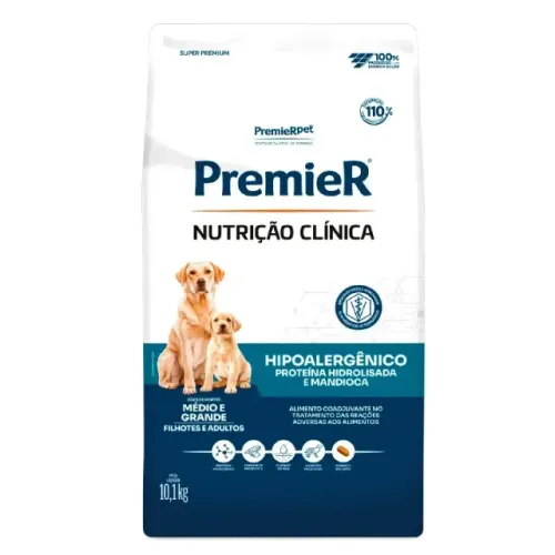 Ração Premier Nutrição Clínica Hipoalergênica Hidrolisada Cães Médio Porte 10kg