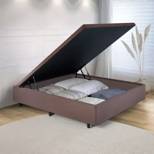 Cama Base Box Baú Viúva Chocolate