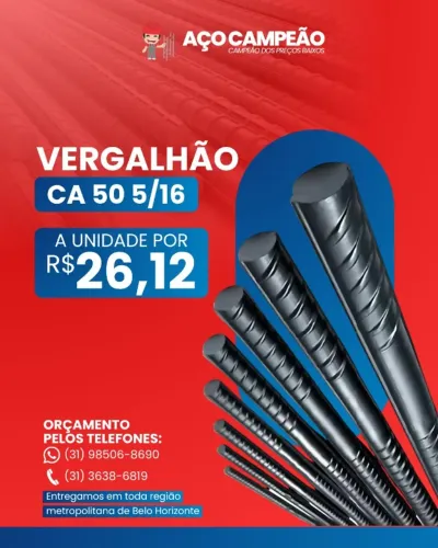 Vergalhão CA-50 5/16 8mm