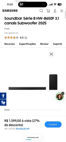 Soundbar Samsung HW-B650F nova