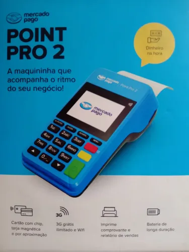 Máquina de cartão mercado pago pro 2 semi nova, completinha, só pegar e usar