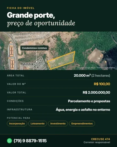 ÁREA PREMIUM À VENDA | 20.000 m² no Coqueiral, Aracaju/SE