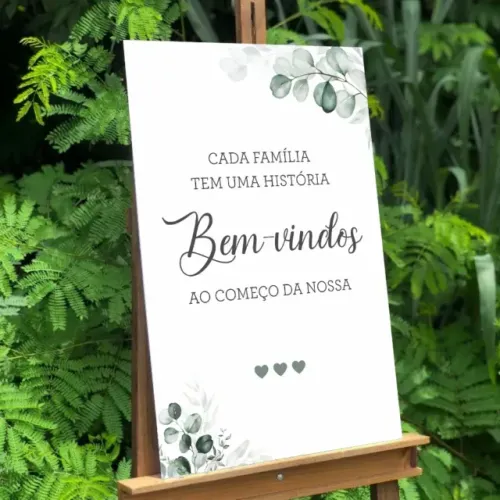 Placa PVC para entrada de casamento com as iniciais noivos