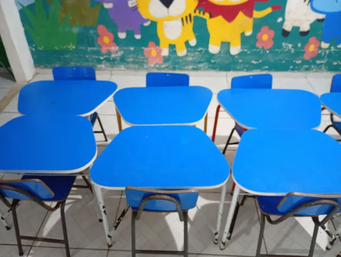 Lote 10 Carteiras Escolares Infantis / Mesas Para Reforço E Escolinha.