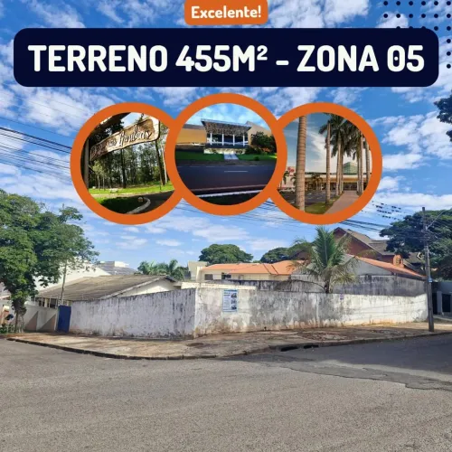 Ótimo Terreno Esquina 455m² Resid./Comerc. Zona 05 - Próx. Calil Haddad e Bosque das Grev.