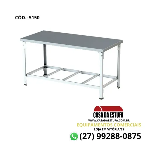 Mesa 1,50x0,70 Tampo Inox 430 Standart - Bancada Panificadora de Serviço Cristal Aço
