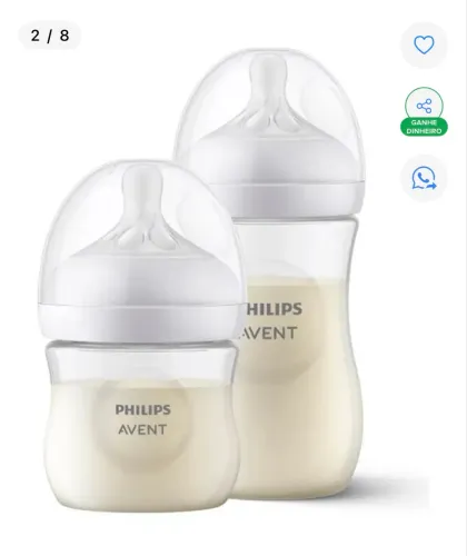 Kit 2 Mamadeira Avent Pétala Recém Nascido Neutra 125/260ml