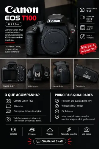 Canon T100 ? Usada, em Ótimo Estado!