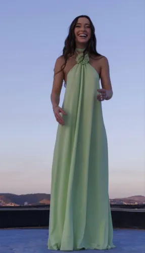 Vestido Gio Verde Menta + Echarpe