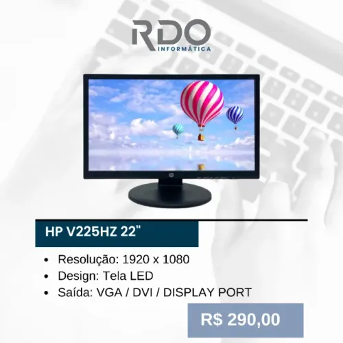 Monitor HP V225HZ 22" Full HD LED | VGA DVI DisplayPort | Monitor potente e barato!