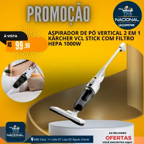 Aspirador de Pó Karcher VCL1 2 em 1 Stick Potente Leve Oferta R$99,90