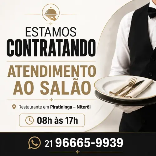 Contrata-se PIRATININGA/NITERÓ restaurante 