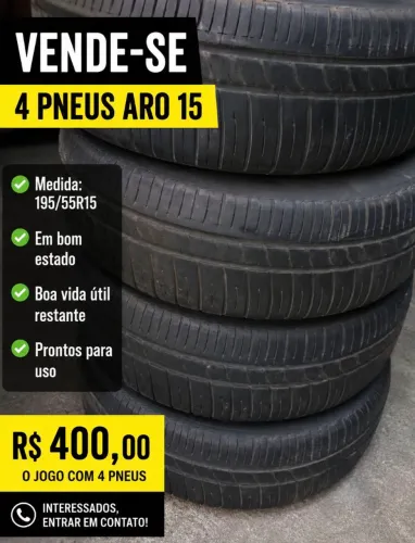 Vende-se 4 pneus 195/55R15