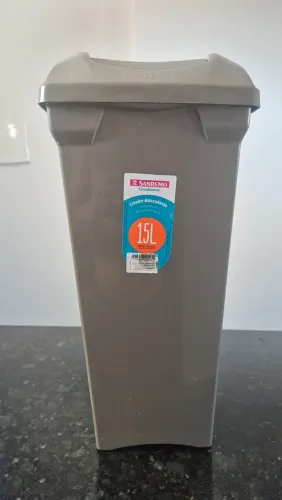Lixeira Basculante 15 litros Cinza Quente