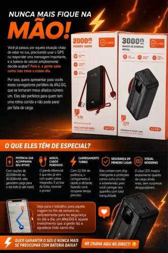 Carregador portátil de 20000mah ou 30000mah