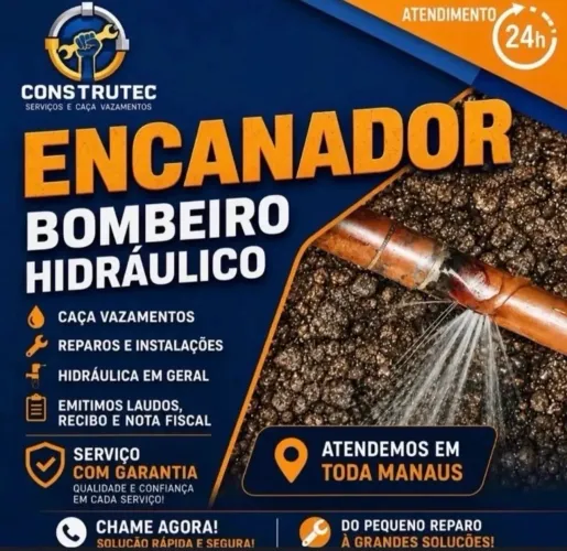 Encanador Profissional 24h, Caça Vazamento, Construção e Reformas em geral