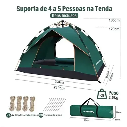 JOYFOX Barraca Camping Acampamento 4/5 Pessoas Automatica barraca de acampamento