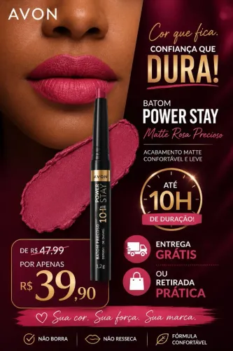 Batom matte Avon Power Stay Rosa Precioso