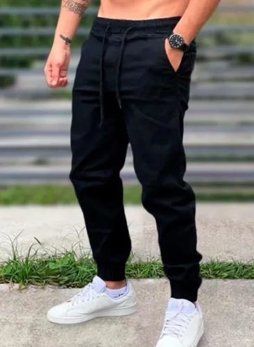 Calça Jogger Sarja Preta 