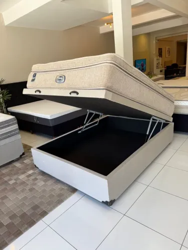 Cama de Casal BAÚ COM COLCHÃO SIMMONS TOP - Entrego! 