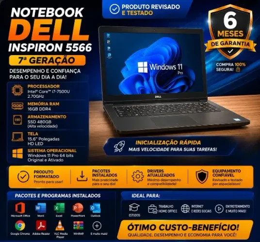 NOTEBOOK DELL INSPIRON 5566 i7 GERAÇÃO 7