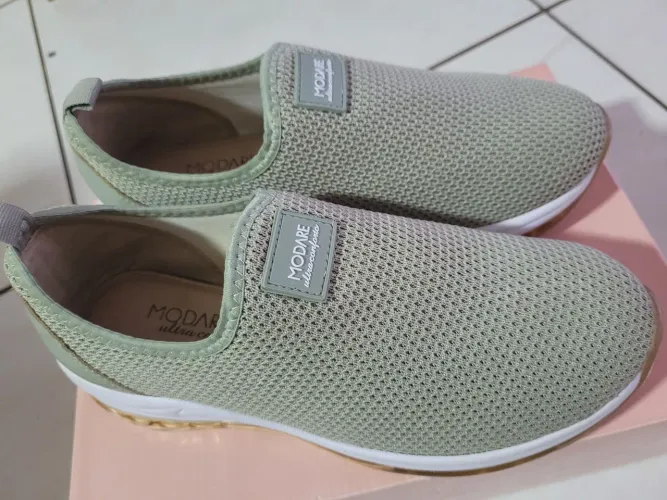 tênis plataforma, modare, linha conforto, verde texturizado