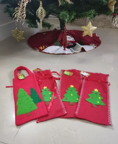 4 porta vinhos natal feltro