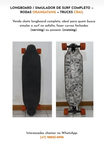 LONGBOARD / SIMULADOR DE SURF COMPLETO ? RODAS ORANGATANG + TRUCKS CRAIL