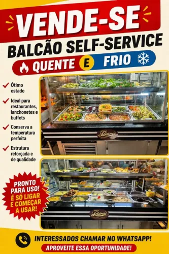 2 Balcão buffet self-service( 16 cubas quentes )(13 cubas frias)