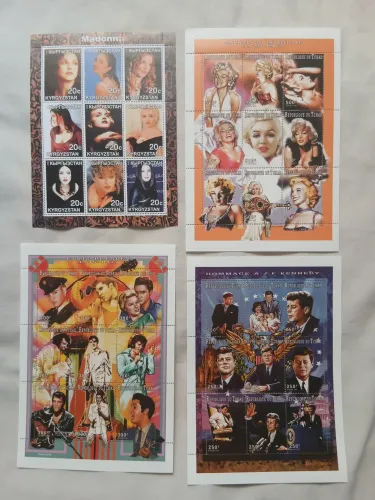 Lote de selos personalidades,  música,  cinema, madonna