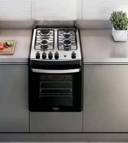 Fogão De Embutir 4 Bocas Gás Dako Supreme Glass Mesa De Inox Automático Preto Bivolt