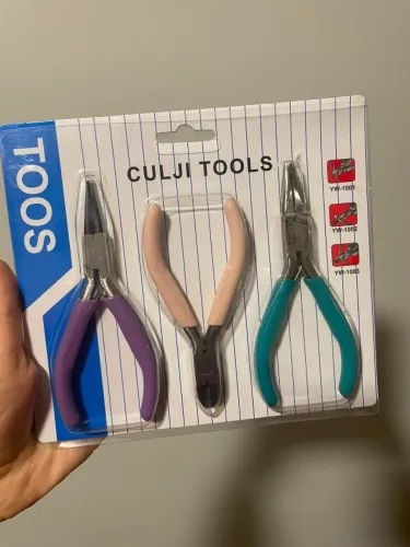 Kit Mini Alicates Bico Redondo, Corte Diagonal, Meia Cana