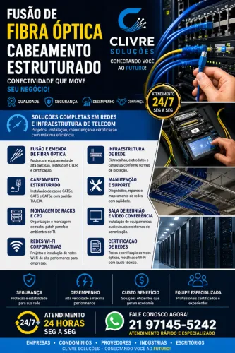 Serviços de Fusão de Fibra Óptica e Cabeamento Estruturado
