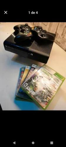 Xbox 360 super slim. um controle e 5 jogos