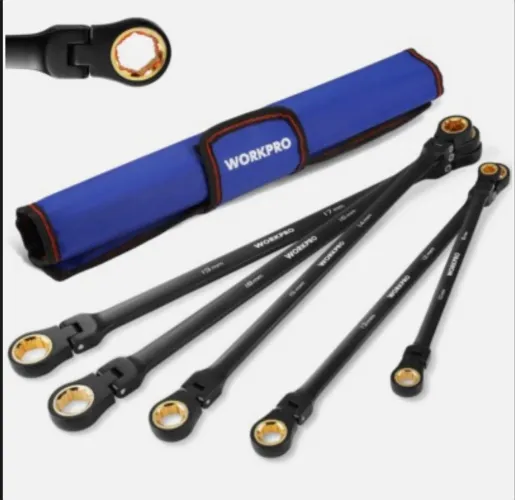 WORKPRO 5PCS Extra Long Ratcheting Wrench Set 8-19mm Combination Metric 72-Teeth