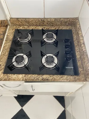 Cooktop sugar vidro temperado 4 queimadores esmaltados diferentes tamanhos