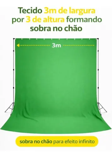 Chroma Key 3mx2m + Suporte + Presilhas