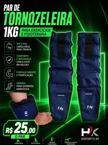 PAR DE TORNOZELEIRA 1KG PARA EXERCÍCIOS