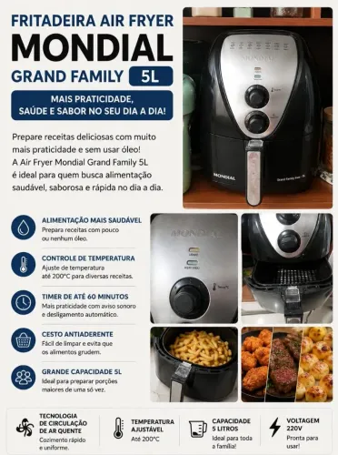 Air Fryer Mondial Grand Family 5l 5L