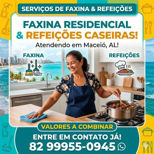 Faço faxina residencial e comida caseira em maceio entre em contato para aliamos *